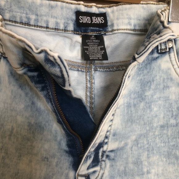 Denim Blue 80s Inspired Acid Wash Men Jean Shorts Size 34 - Picture 8 of 9